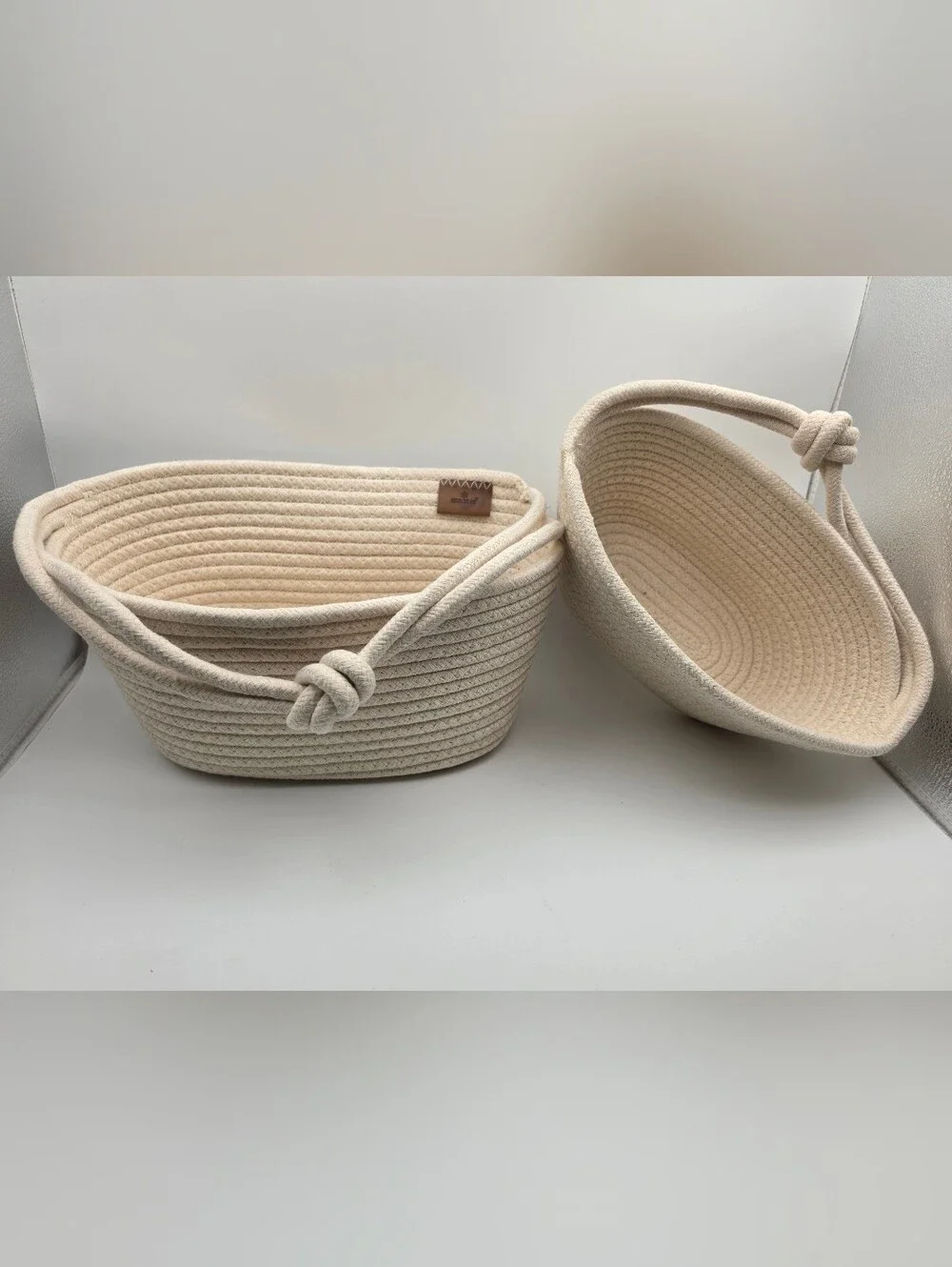Iceblue HD Neutral Cream Rope 2 Baby Basket Organizers